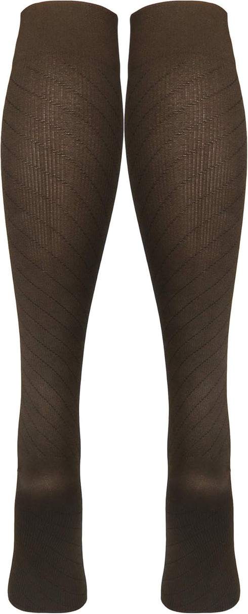 NuVein Compression Socks for Men and Women, Brown, Large - Medical Grade 15-20 mmHg Knee High, 1 Pair