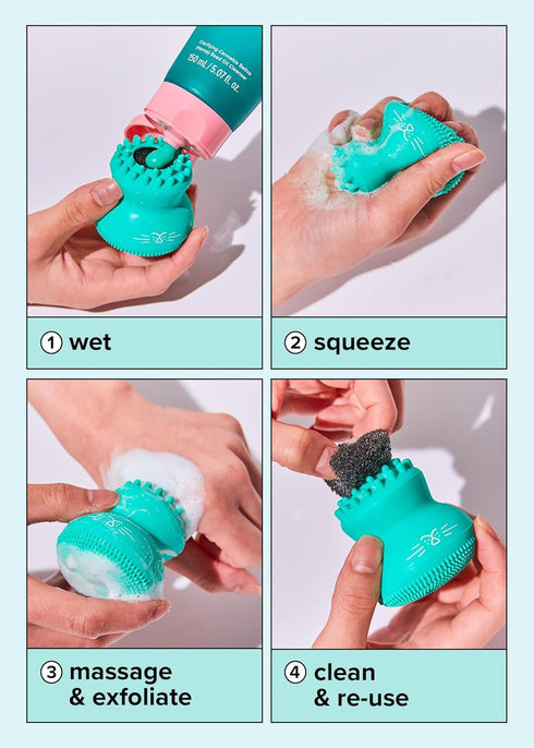 I Dew Care Cleansing Tool - Pawfect Face Scrubber, 3-in-1 Cute Silicone Pore Cleanser, Exfoliator, Massager