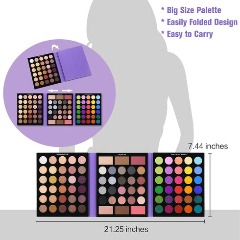 UCANBE Eyeshadow Palette with 15Pcs Brushes Makeup Set, 86 Colors Pigmented Makeup Set for Valentine's Day Gift