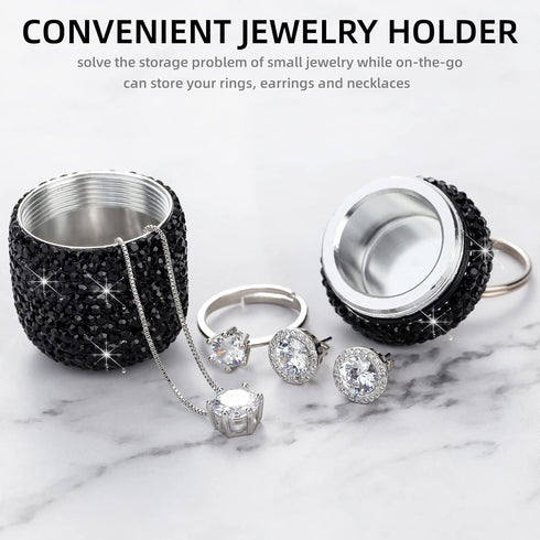 Bling Small Pill Organizer Travel Keychain Waterproof Pill Box for Purse, Portable Medicine Holder with Key Chain