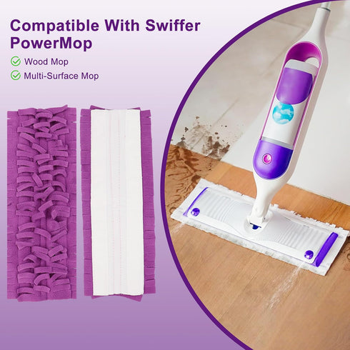 6 Pack Reusable Mop Pads Compatible with Swiffer Powermop, Microfiber Power Mop Refills for All Types of Floor Cleaning