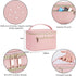 Wandering Nature Makeup Bag, Travel Organizer Cosmetic Brush Case for Women in Eco Vegan Leather, Pink