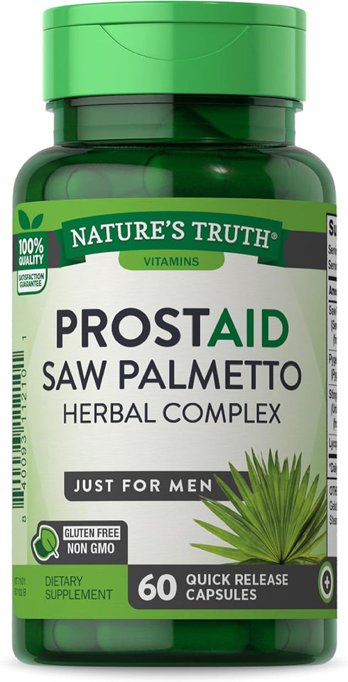 Nature's Truth Prostate Support Supplement | 60 Capsules | Non-GMO Gluten Free Saw Palmetto Herbal Complex Prostaid