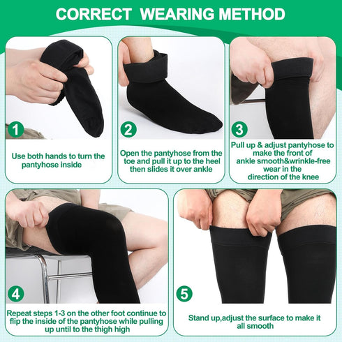 Supervitae 2 30-40 mmhg Pairs Thigh High Compression Socks for Men and Women Compression Stockings Closed Toe Thigh