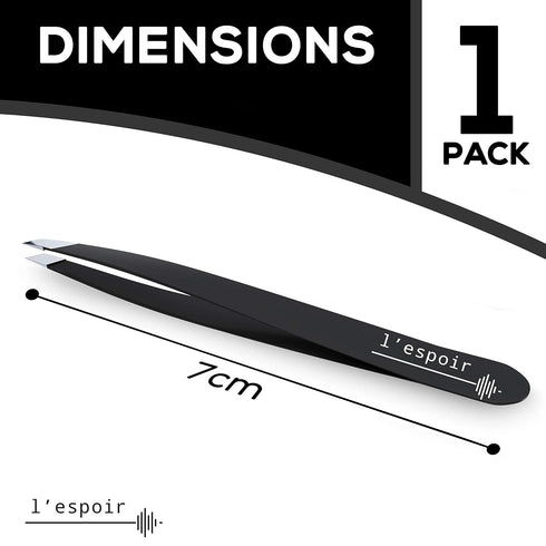 L’espoir High Precision Slant Tweezers, Rust-Free Stainless Steel, Perfect Alignment for Daily Beauty Routine - Black