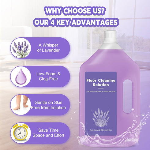 QKLYXEN 82 OZ/2.4 FL L Lavender Scented Floor Cleaning Solution Compatible with Dreame Cleaning Solution, Rich