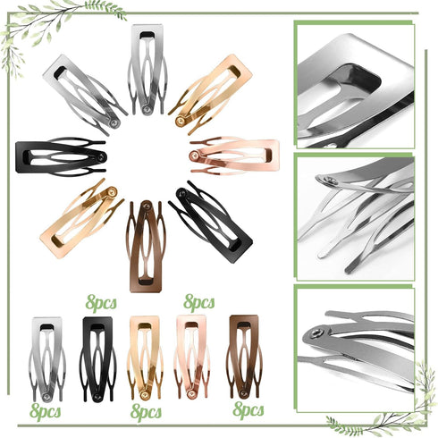 Snap Hair Clips in 5 Colors, Metal Hair Barrettes for Women and Girls Hair Accessories