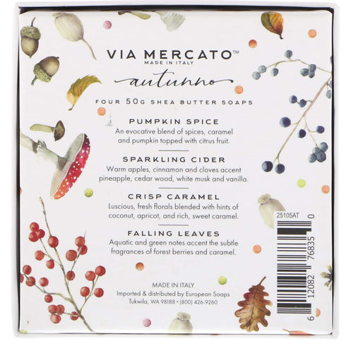 Natale Shea Butter Soap Boutique Luxury Gift Box, Set of 4 (50g Each) - Autunno