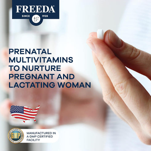 Mini Prenatal Vitamin FREEDA - Kosher Prenatals - Tiny Easy to Swallow Tablets - 240 Count