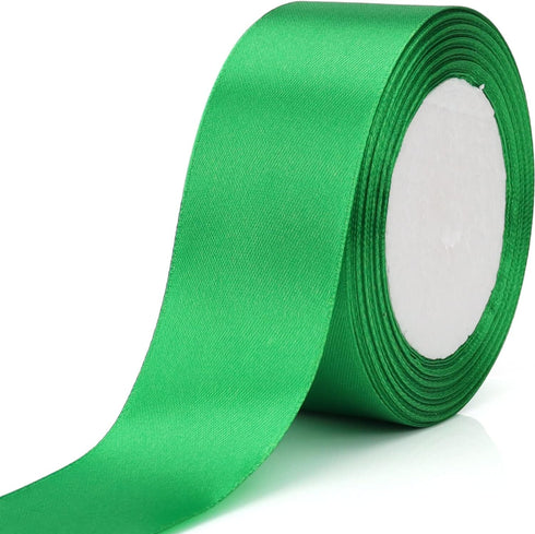 25 Yards 1-1/2 inches Wide Satin Ribbon for Wedding, Party and Gift Box Packaging (Green, 1-1/2")