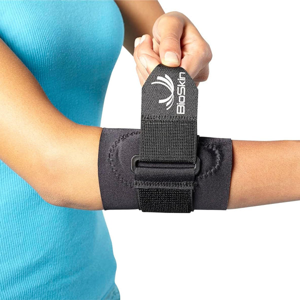BioSkin Hypoallergenic Elbow Band with Compression Pad for Tennis Elbow Pain Relief (Large)