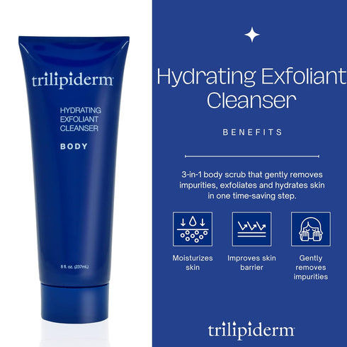 Trilipiderm Hydrating Exfoliant Cleanser - 3-in-1 Body Wash, Scrub, and Hydrator, 8 Ounce Tube