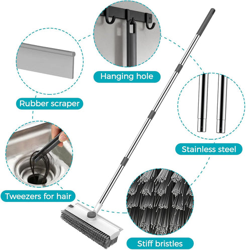 SetSail 3 1 54-in Floor Scrub Brush, in Floor Scrub Brush with Adjustable Long Handle and Scraper Heavy Duty Stiff