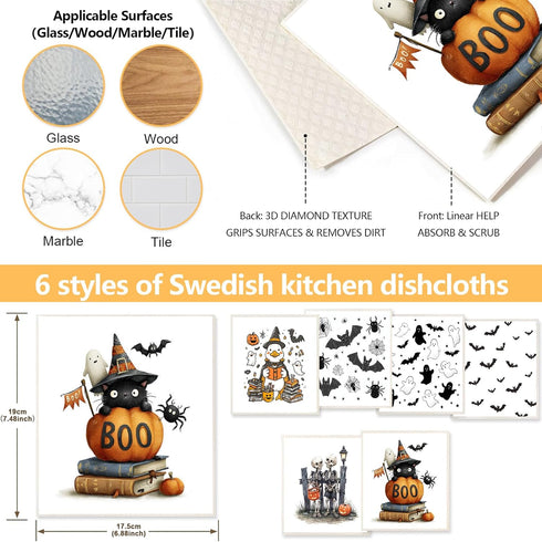 Theyakmer 6 Pack Swedish Dishcloths for Kitchen - Reusable Dish Paper Towels Wash Cloths Washable,Absorbent Cellulose