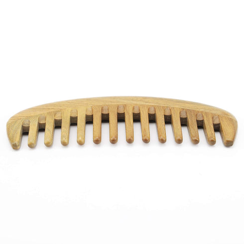 Onedor Handmade 100% Natural Green Sandalwood Hair Comb - Anti-Static Wooden Detangler (Oval Wide Tooth)