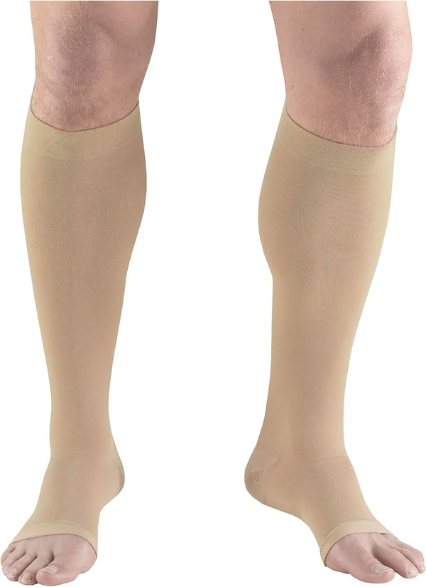 Truform Short Length Surgical Stockings, 18 mmHg Compression, Knee High, Open Toe, Beige, X-Large