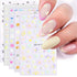 5 Sheets 3D Embossed Flower Nail Art Stickers Decals 5D Self-Adhesive Colorful Daisy Blossom Nail Supplies