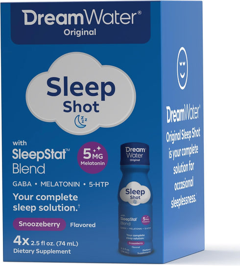 Dream Water Sleep Aid Supplement Drink, Melatonin 5mg, Snoozeberry, 4-Count