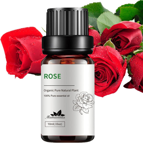 Rose Essential Oil for Skin, Rose Oil Essential Oil Pure - Mumianhua Essential Oils Rose Therapeutic Grade Rose Aromatherapy Oils for Diffuser, Hair, Soap Making, Candles Making, Perfume 10ml