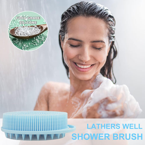 Upgrade 2 in 1 Bath and Shampoo Body Brush, Silicone Scrubber for Shower, Easy to Clean