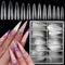 LoveOurHome 240pc XL Clear Stiletto Nail Tips, Full Cover Acrylic False Nails for Women Girls, 12 Size Manicure
