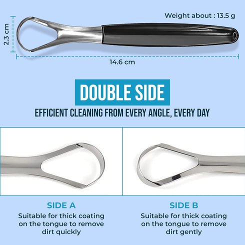 Tongue Cleaner, Stainless Steel Tongue Scraper for Fresh Breath, Black and Red, Small Size
