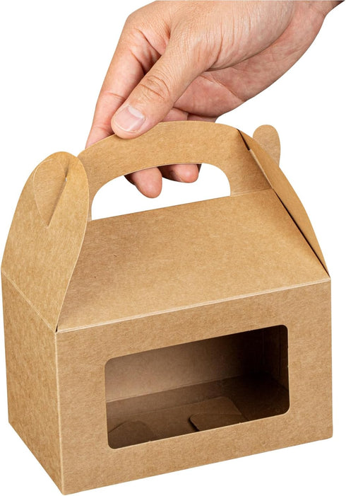 Bio Tek 6 x 3.5 x 3.5 Inch Gable Boxes for Party Favors, 25 Attractive Gift Boxes with Clear PET Window.