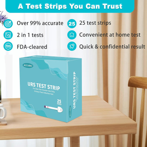 2 in 1 Urinary Tract Infection Test Strips - UTI Test Strips for Men & Women, High Precision Testing at Home, 25 Count