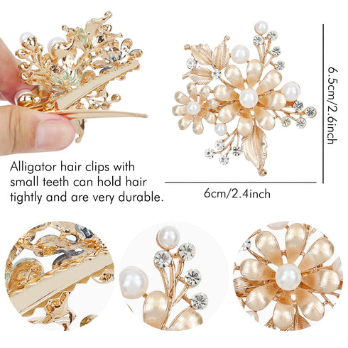 inSowni 4 Pack Luxury Glitter Jeweled Gems Rhinestones Vintage Butterfly Metal Barrettes Hair Clips