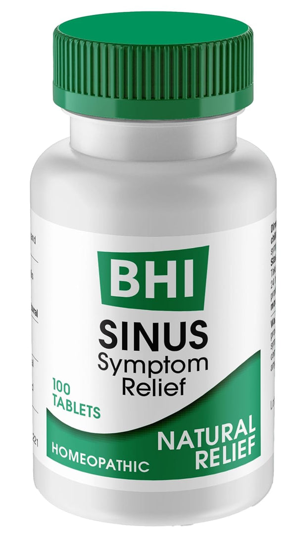 BHI Sinus Natural Congestion Relief 100 Tablets - Extra Strength for Nasal Cold Symptoms, Pain, Pressure & Headache