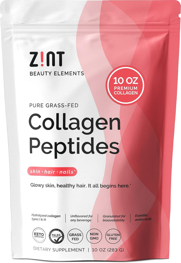 Zint Collagen Peptides Protein Powder, Natural Collagen Booster, Joint Supplements for Men & Women, 10 oz