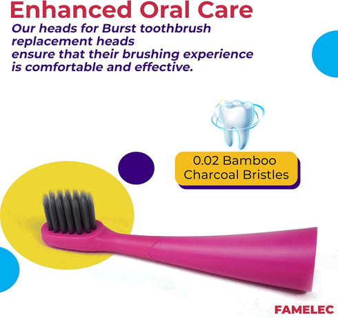 10Pcs Burst Kids Replacement Heads - Perfect Fit for Burst Toothbrush Heads, Ultra Soft Bristles (Pink and Blue)