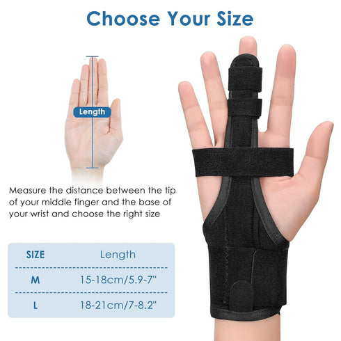 Full Trigger Finger Splint, Hand and Wrist Brace Support for Pain Relief, Arthritis, Tendonitis, Adjustable Locking