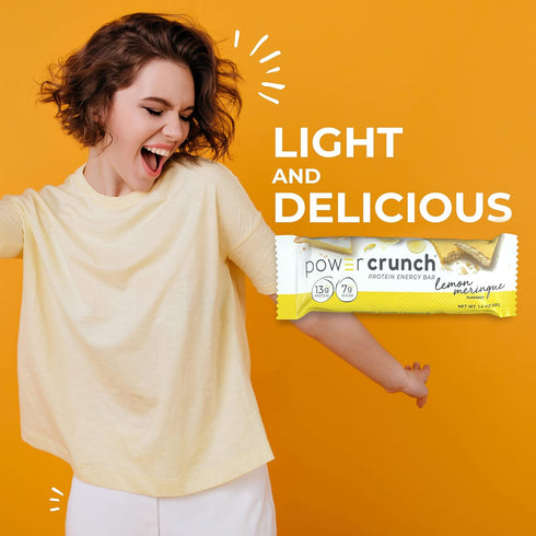 Power Crunch Protein Wafer Bars, High Protein Snacks, Lemon Meringue, 1.4 Ounce (12 Count)