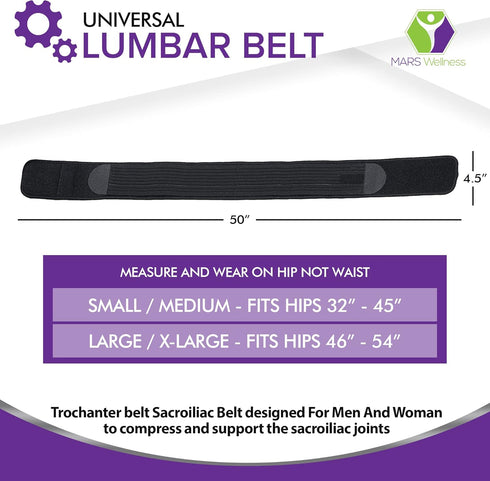 Sacroiliac Support SI Loc Hip Belt for Men and Women, Small/Medium, Lumbar Lower Back Joint Support