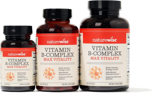 NatureWise Vitamin B Complex for Women and Men - with Folic Acid Biotin B1 B2 B3 B6 B12 - Gluten Free, Non-GMO, Dairy