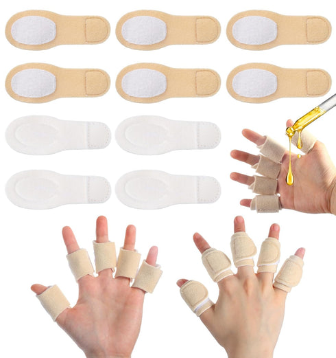 Thrymme 10 Pcs Finger Splints, Reusable Castor oil Finger Wrap for Thumb & Joint Pain Relief, Soft Cotton