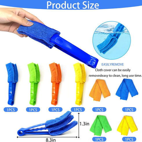 YudeWater 8Pcs 7-Finger 4 Window Venetian Blind Cleaner Duster Tool, Microfiber Dusting Brush for Wood/Vinyl Blinds