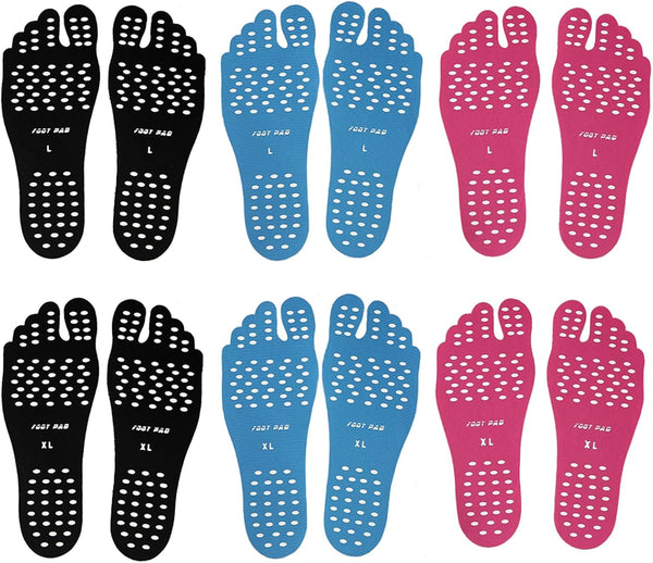 Beach Foot Pads, Barefoot Adhesive Invisible Shoes Stick on Foot Pad Stickers, Anti-Slip Waterproof, 6 Pack