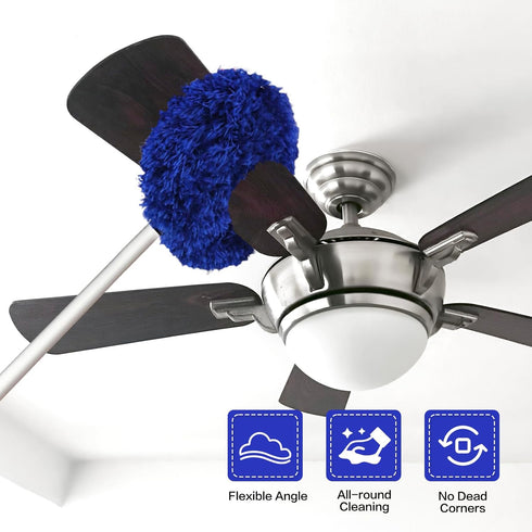 Ceiling Fan Cleaner Duster - Reusable Microfiber Blade Cleaner with Extension Pole, Adjusts 13 to 49.7 Inch