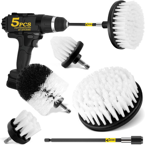 Holikme 5Pack Drill Brush Attachment Set for Car Interior Detailing, Power Scrubber Brush for Bathroom, Kitchen