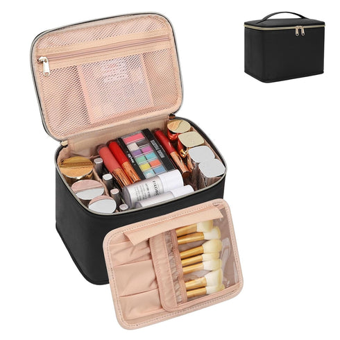 OCHEAL Travel Makeup Bag, Large Organizer Cosmetic Case with Detachable Brush Divider, Waterproof Portable