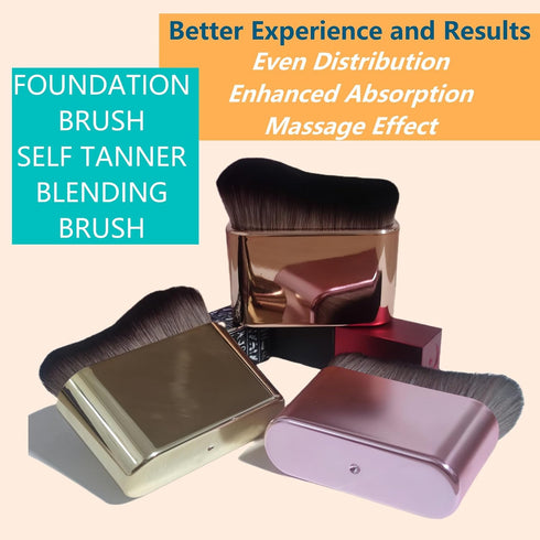 Professional Kabuki Foundation Brush, Makeup Brush for Self Tanner, Cream, Powder, Liquid Makeup (Pink Gold)