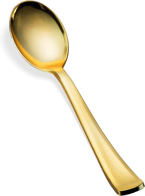200 Gold Plastic Silverware Set, Heavy Duty Disposable Cutlery - 100 Forks, 50 Spoons, 50 Knives for Party Bulk