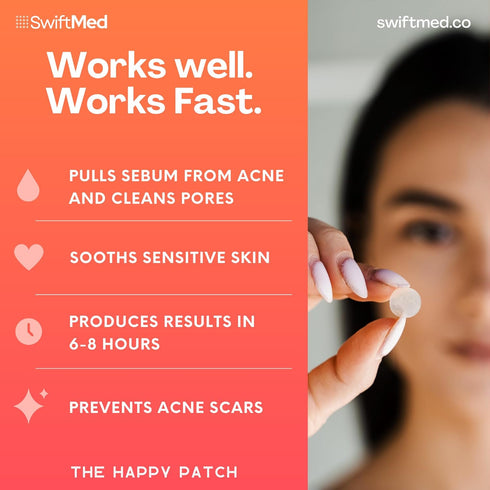 The Happy Patch, Hydrocolloid Acne Patch with Salicylic Acid for Face, Blemishes, Spot Treatment, 100 Count