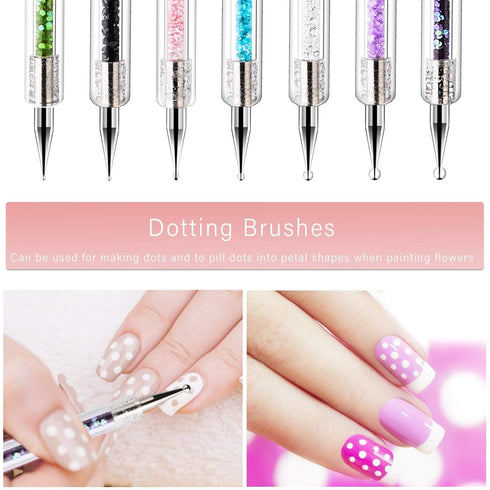 Nail Art Brushes Set, 9PCS Nail Brush with Liner Brush and Dotting Pens for Home and Professional Salon Use