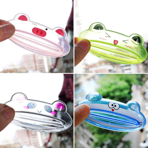 PASOW (Pack 5 Cartoon Animal Plastic Frog Cat Panda Pig Shaped Toothpaste Cream Squeezers of Mix Designs)