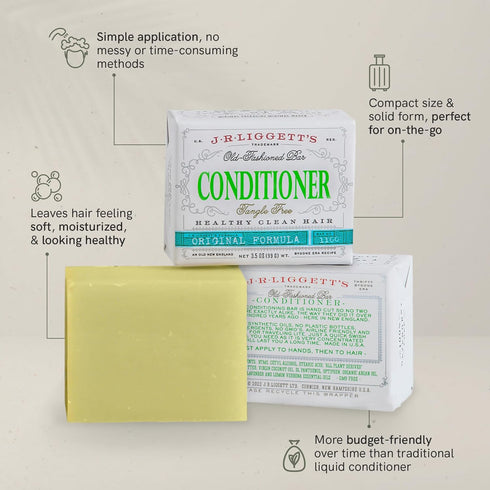 J·R·LIGGETT'S Hair Conditioner Bar for Curly Hair - Plant Based, Zero Waste, Sulfate & Cruelty-Free - 1.75 Ounces