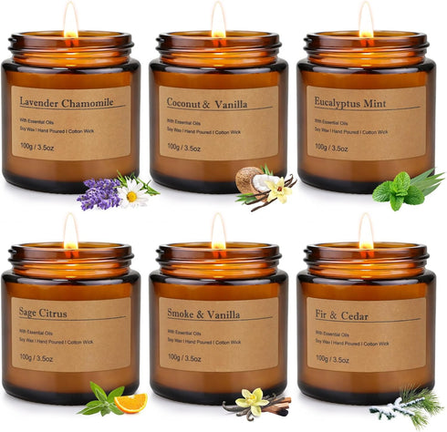 MOULENGGU 6-Pack Scented Candles for Home, 3.5 Oz Soy Wax Candles Gift Set