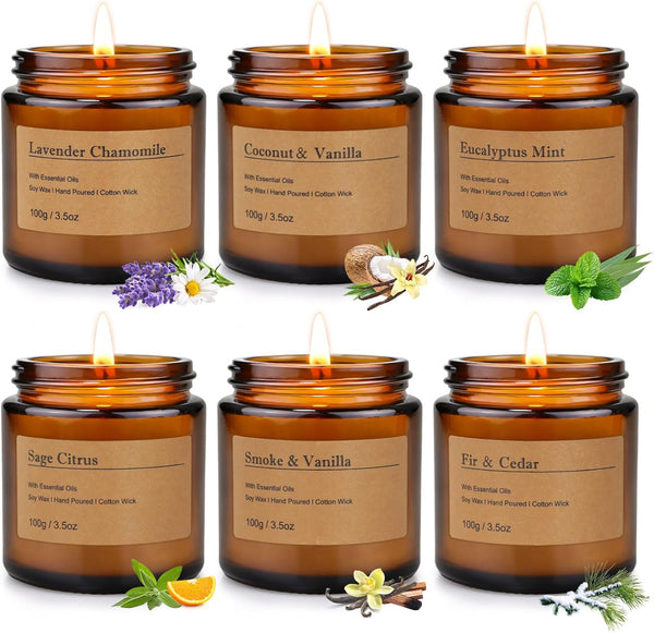 MOULENGGU 6-Pack Scented Candles for Home, 3.5 Oz Soy Wax Candles Gift Set